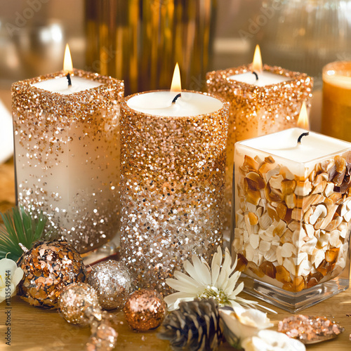  a diy new year glitter candle project showcasing beautifully crafted cand photo