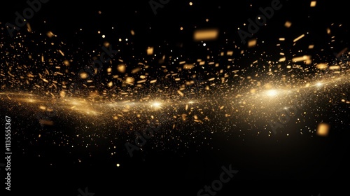 Glittering golden particles scattered across a dark background, evoking a sense of luxury and glamour