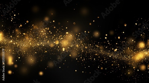 Glittering golden particles scattered across a dark background, evoking a sense of luxury and glamour