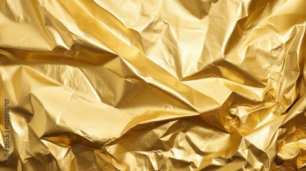 Metallic gold foil background with crumpled texture, creating a rich and opulent visual effect Metallic gold foil background with crumpled texture, creating a rich and opulent visual effect