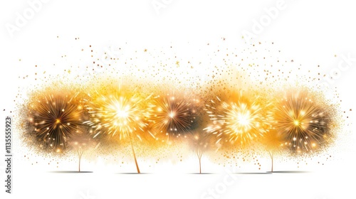 Rich gold glittering surface with an explosion of bright, multicolored fireworks against the backdrop, giving a glamorous and celebratory feel