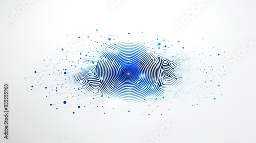 Sleek digital signature visual with radiant particles arranging into a precise verification emblem, isolated on white background