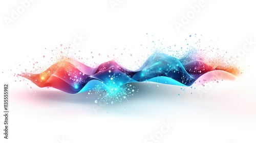 Sleek digital signature visual with radiant particles arranging into a precise verification emblem, isolated on white background