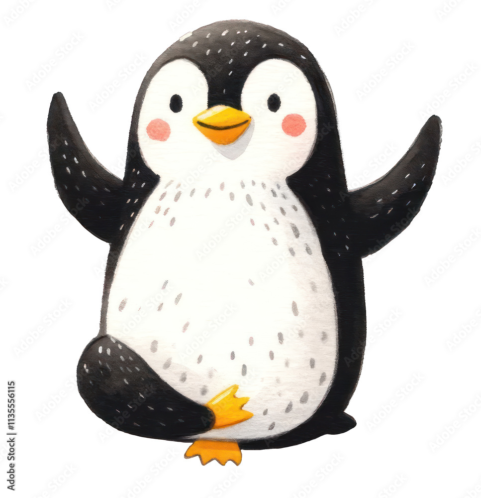 Obraz premium Baby Penguin Yoga Watercolor