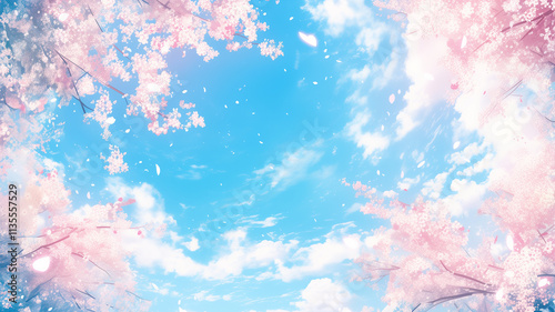 青空に舞う桜の花びら