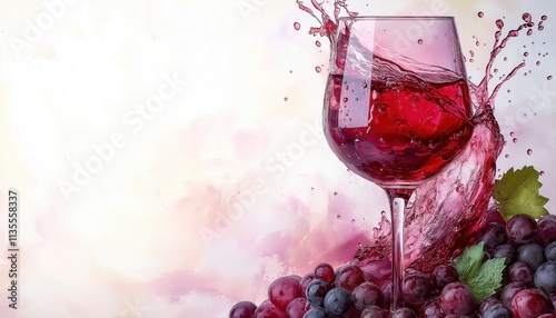 Refreshing Red Wine Splashing in Glass