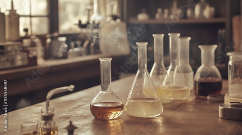 Wallpaper Mural Laboratory glassware with colorful liquids. Torontodigital.ca