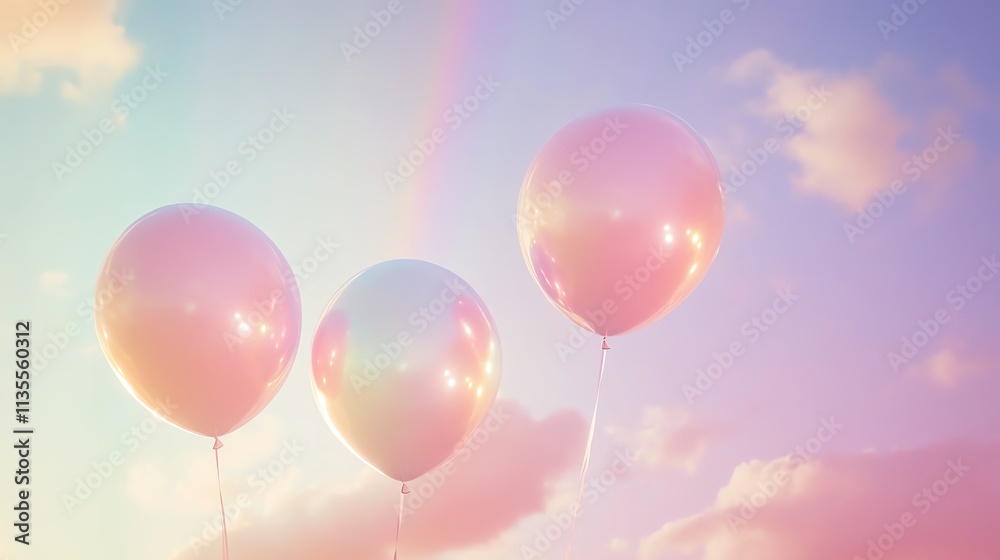 Colorful balloons floating in the bright sky. Colorful balloons floating in the bright sky.