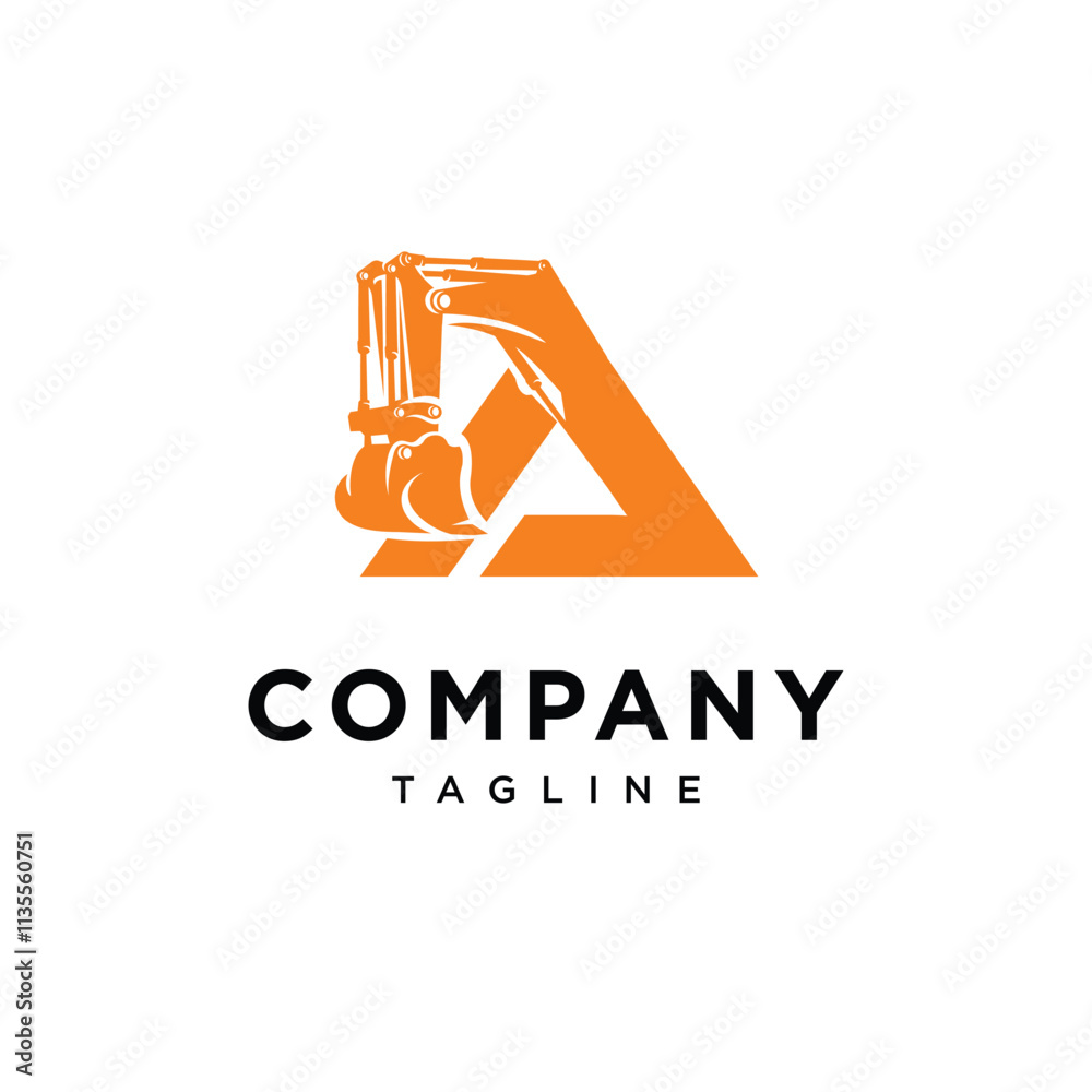 Letter A Hydraulic Mining Excavator Logo Icon Vector Letter A Hydraulic Mining Excavator Logo Icon Vector