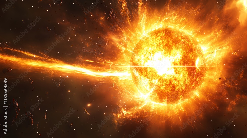 Obraz premium Vibrant solar explosion in outer space.