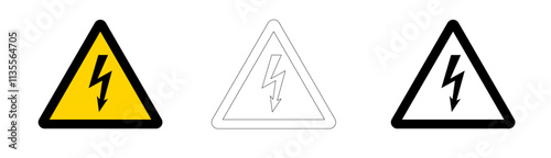 Electrical hazard warning signage, vector format.