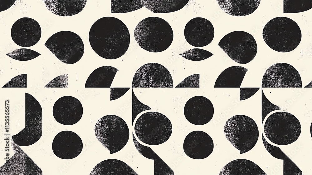 Fototapeta premium Abstract pattern with black and white shapes.