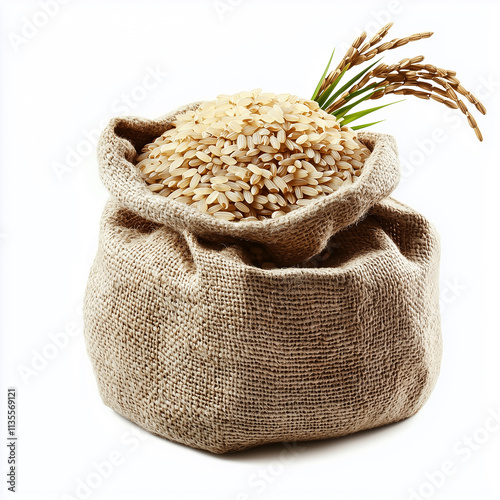Raw Rice  white background
