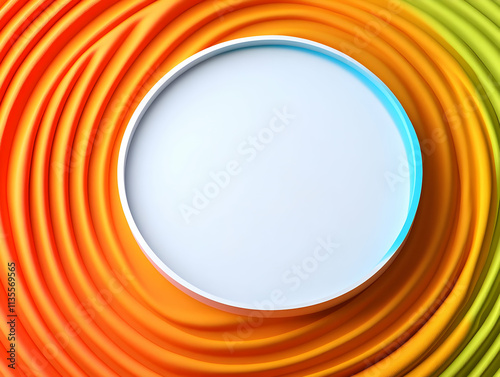 Abstract 3D Orange Wave Background with Circle