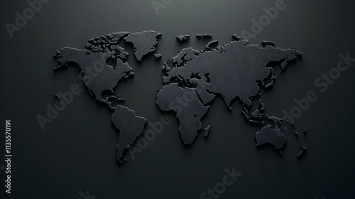 Fototapeta Naklejka Na Ścianę i Meble -  Dark 3D World Map Illustration