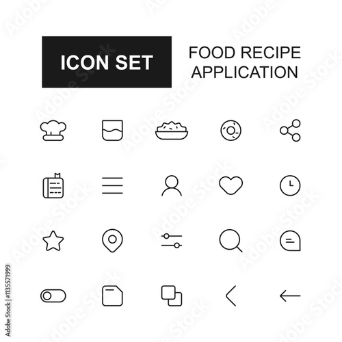 collection of food recipe application icons