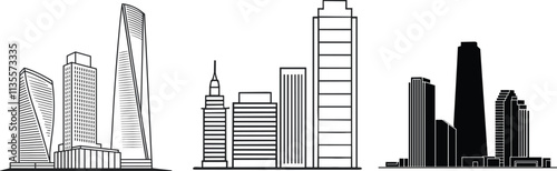 Collation of city skyline, vector illustration.