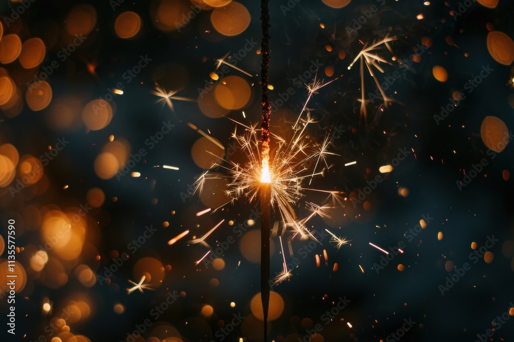 Fototapeta premium Sparkling fireworks display in the night sky