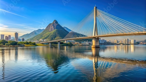 Cable bridge at Barra Da Tijuca in Rio De Janeiro, Brazil , travel destination
