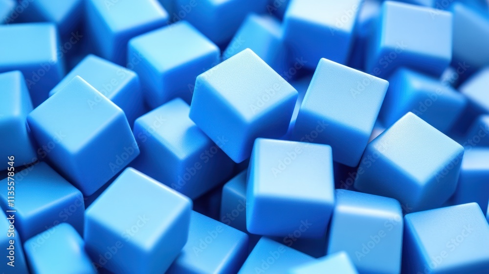 Abstract Blue Cubes: A Study in Geometric Form and Texture Abstract Blue Cubes: A Study in Geometric Form and Texture