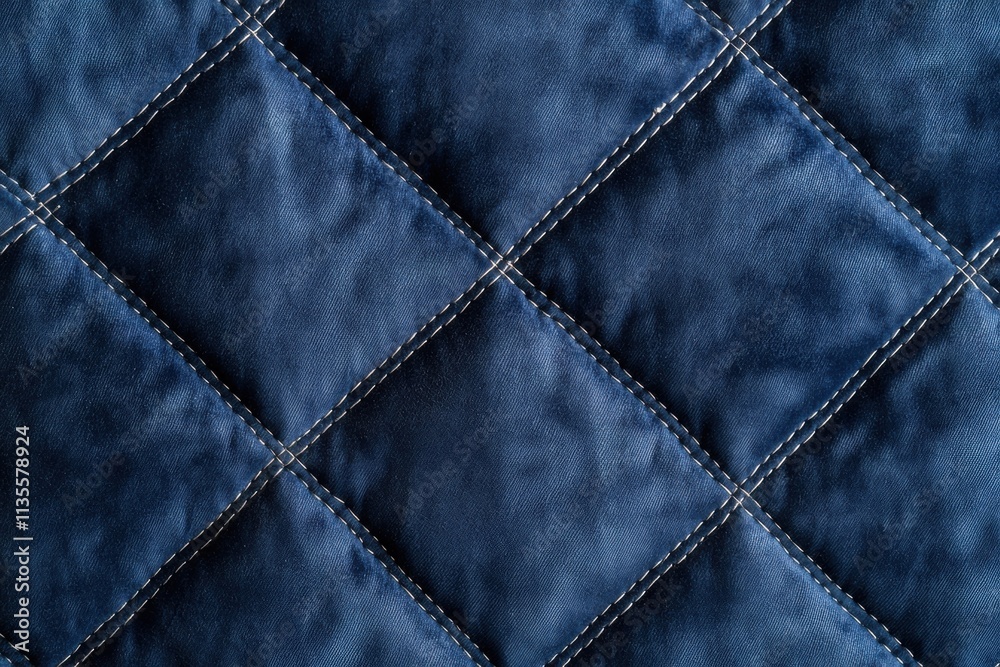Textured quilted fabric with stitched diamond pattern Textured quilted fabric with stitched diamond pattern
