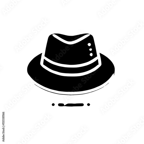 Classic Fedora Hat Icon: A sleek, minimalist black fedora hat icon, perfect for fashion, style, and vintage design projects.  