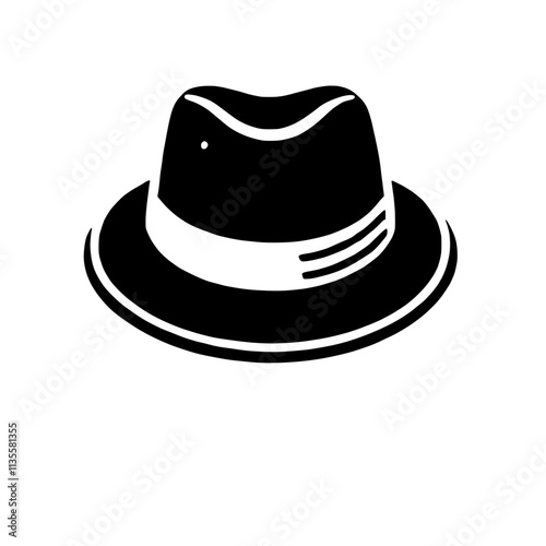 Classic Fedora Hat Icon: A sleek and stylish fedora, its silhouette a timeless symbol of elegance and sophistication.  