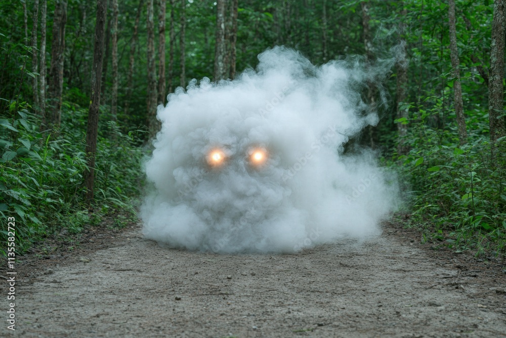 Fototapeta premium Mysterious smoke creature in forest