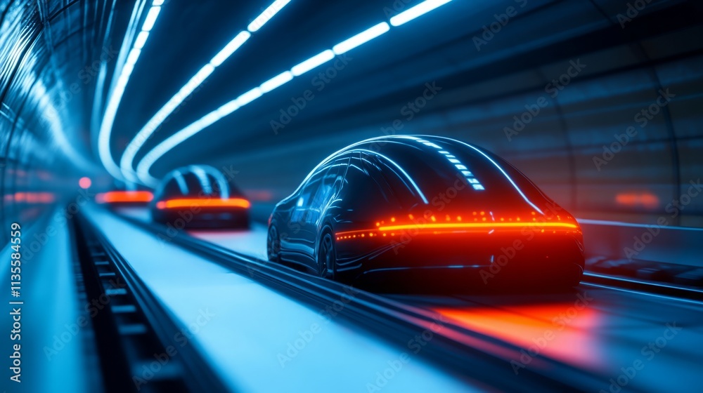 A futuristic transportation system featuring autonomous vehicles interconnected through advanced technology, showcasing innovation, efficiency, and seamless mobility solutions. A futuristic transportation system featuring autonomous vehicles interconnected through advanced technology, showcasing innovation, efficiency, and seamless mobility solutions.