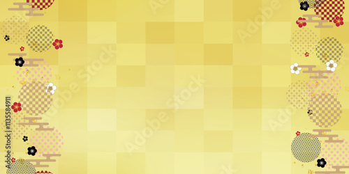 梅　節分　金　和柄　背景