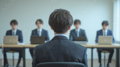 面接を受ける就活生