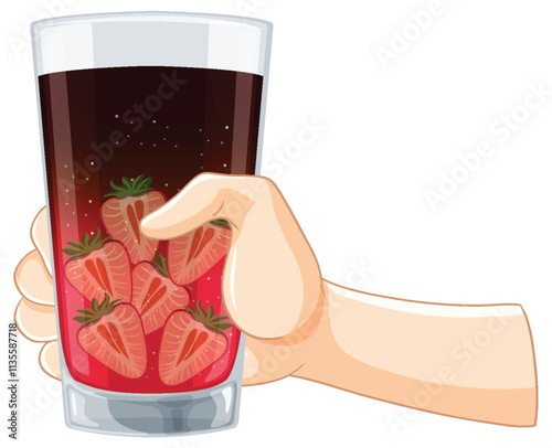 Hand Holding Strawberry Drink