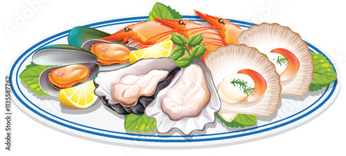 Delicious Seafood Mix on a Plate
