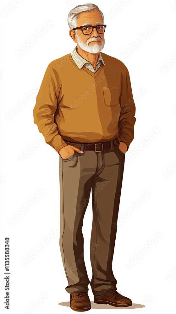 An Elderly Gentleman Stands Confidently Wearing Casual Attire An Elderly Gentleman Stands Confidently Wearing Casual Attire