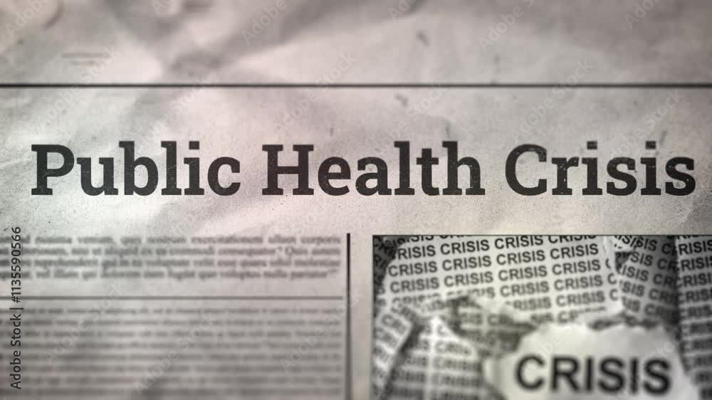 Public Health Crisis Title on Digital Newspaper