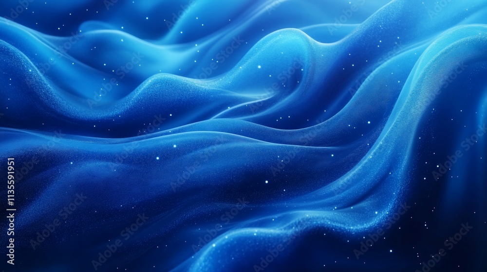Obraz premium Abstract blue fabric waves with glitter.