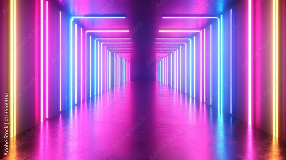 Neon Lights Corridor: A Vibrant Digital Artwork Neon Lights Corridor: A Vibrant Digital Artwork