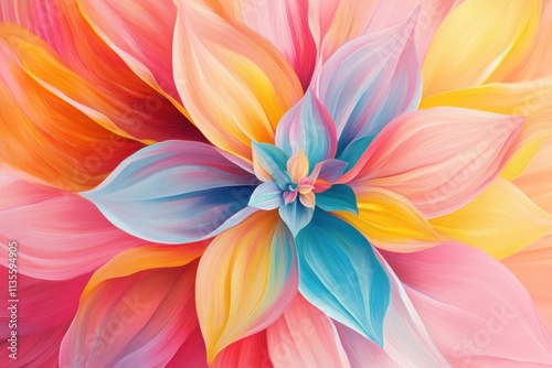 Vibrant Abstract Floral Design Featuring Bold Petals and Soft Pastel Tones for Nature and Art Enthusiasts