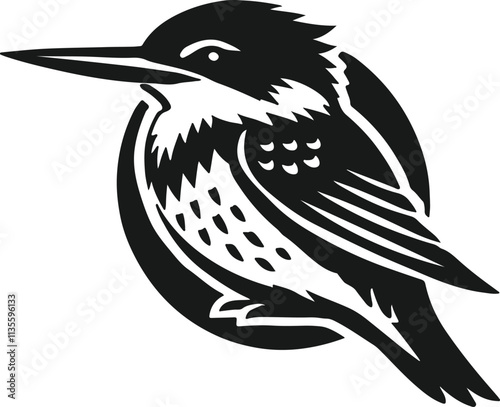 Kingfisher bird logo silhouette design vector art illustration photo