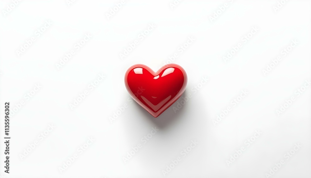 Fototapeta premium A pair of interlocked red and white ceramic heart figurines, isolated on a pure white background.