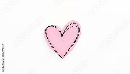 A hand-drawn, pastel-colored Valentine’s Day card with a simple heart design, isolated on a white background