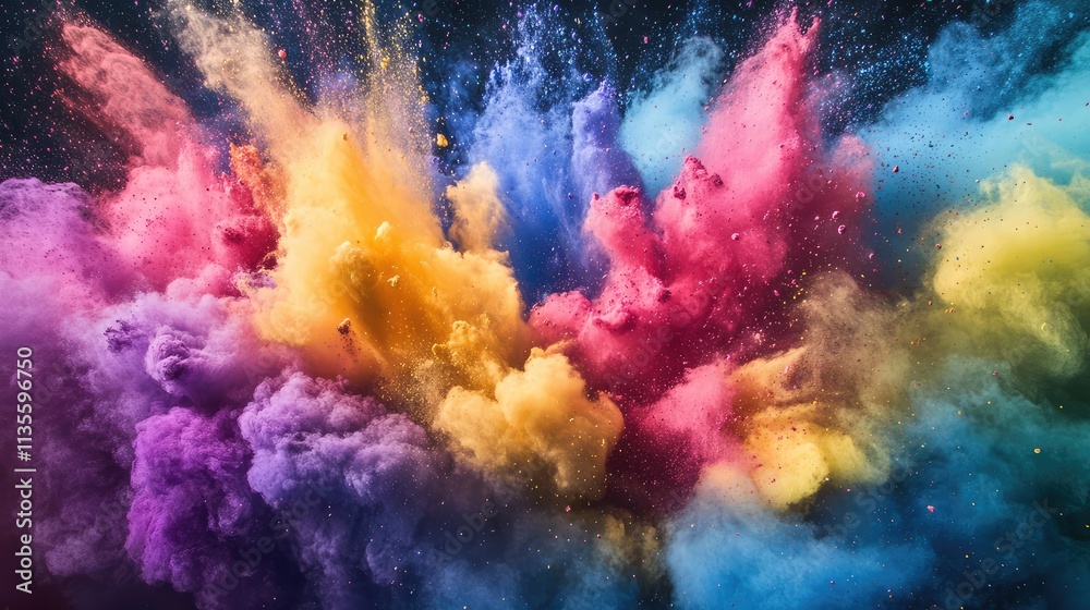 Fototapeta premium Colorful Powder Explosion Creating Vibrant Artistic Background