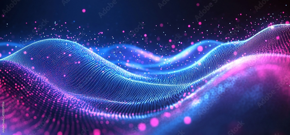 Abstract digital wave pattern with glowing particles. Abstract digital wave pattern with glowing particles.
