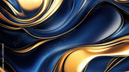 Elegant Blue and Gold Fluid Abstract Background Design Artwork photo