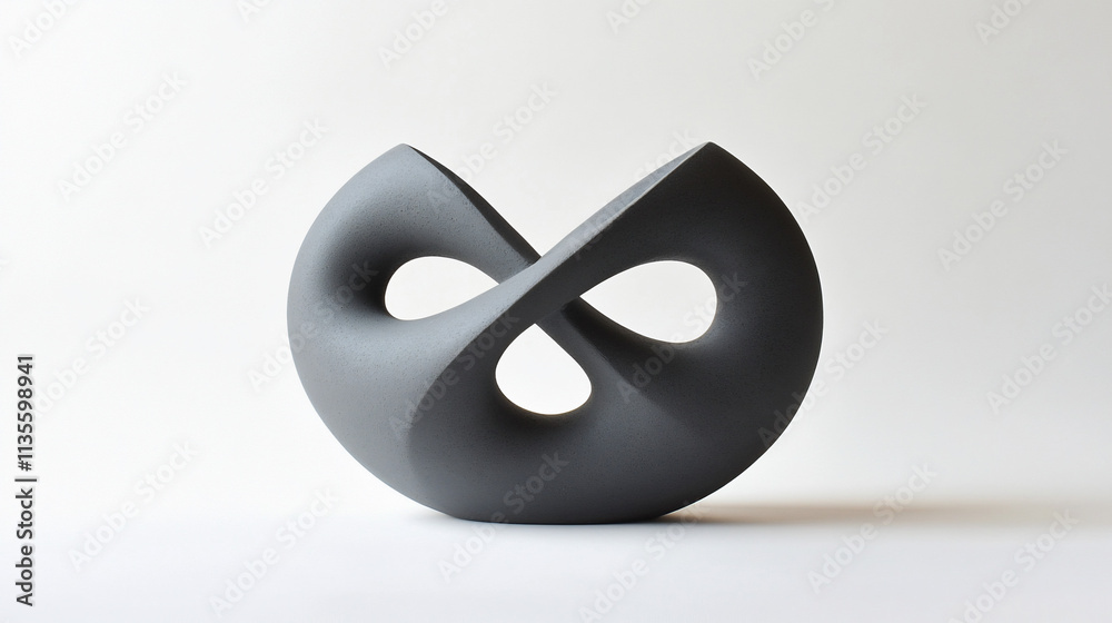 Abstract dark gray ceramic sculpture with infinity symbol design. Abstract dark gray ceramic sculpture with infinity symbol design.