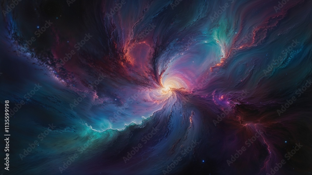 A mesmerizing digital painting in an abstract style, showcasing a vivid cosmic scene. The artwork features swirling galaxies, radiant nebulas. A mesmerizing digital painting in an abstract style, showcasing a vivid cosmic scene. The artwork features swirling galaxies, radiant nebulas.