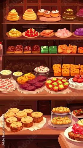 A Colorful Display Of Delicious Cakes And Pastries