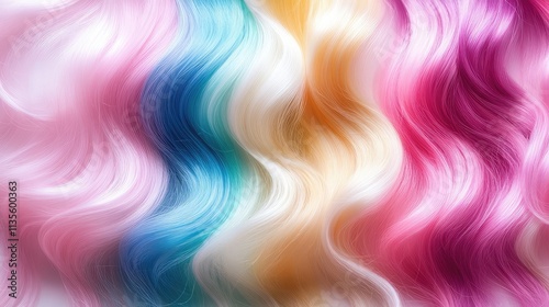 Colorful Wavy Hair Patterns with Vibrant Pastel Shades and Texture