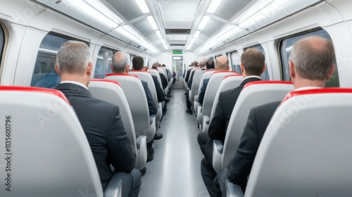 A train with many people sitting in it