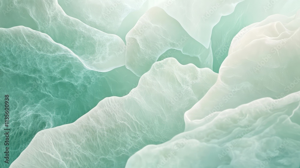 Obraz premium Abstract Green and White Fluid Waves with Soft Texture Patterns